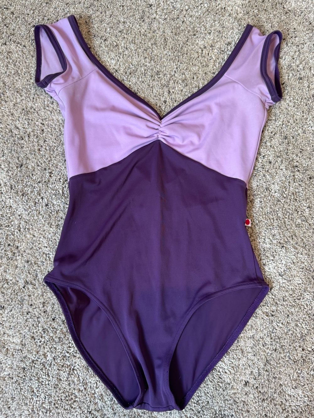 Yumiko Two-Tone Lavender and Plum Cap Sleeve Leotard